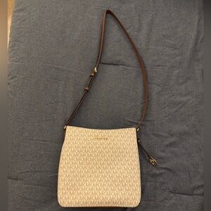 Michael Kors Beige and Dark Brown Crossbody Bag